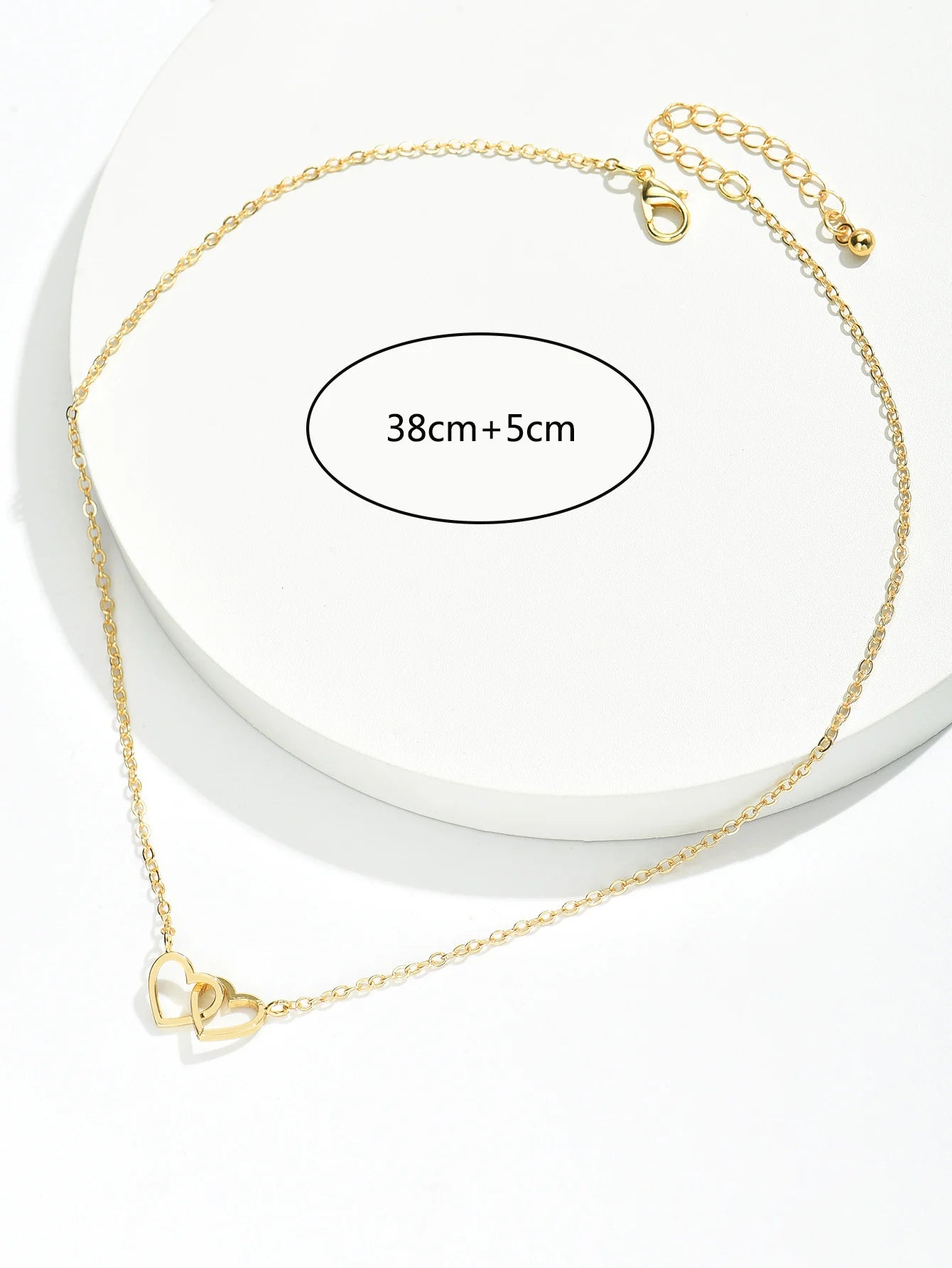 Collier chaîne en forme de cœur creux double pour femme, mignon et minuscule, à la mode