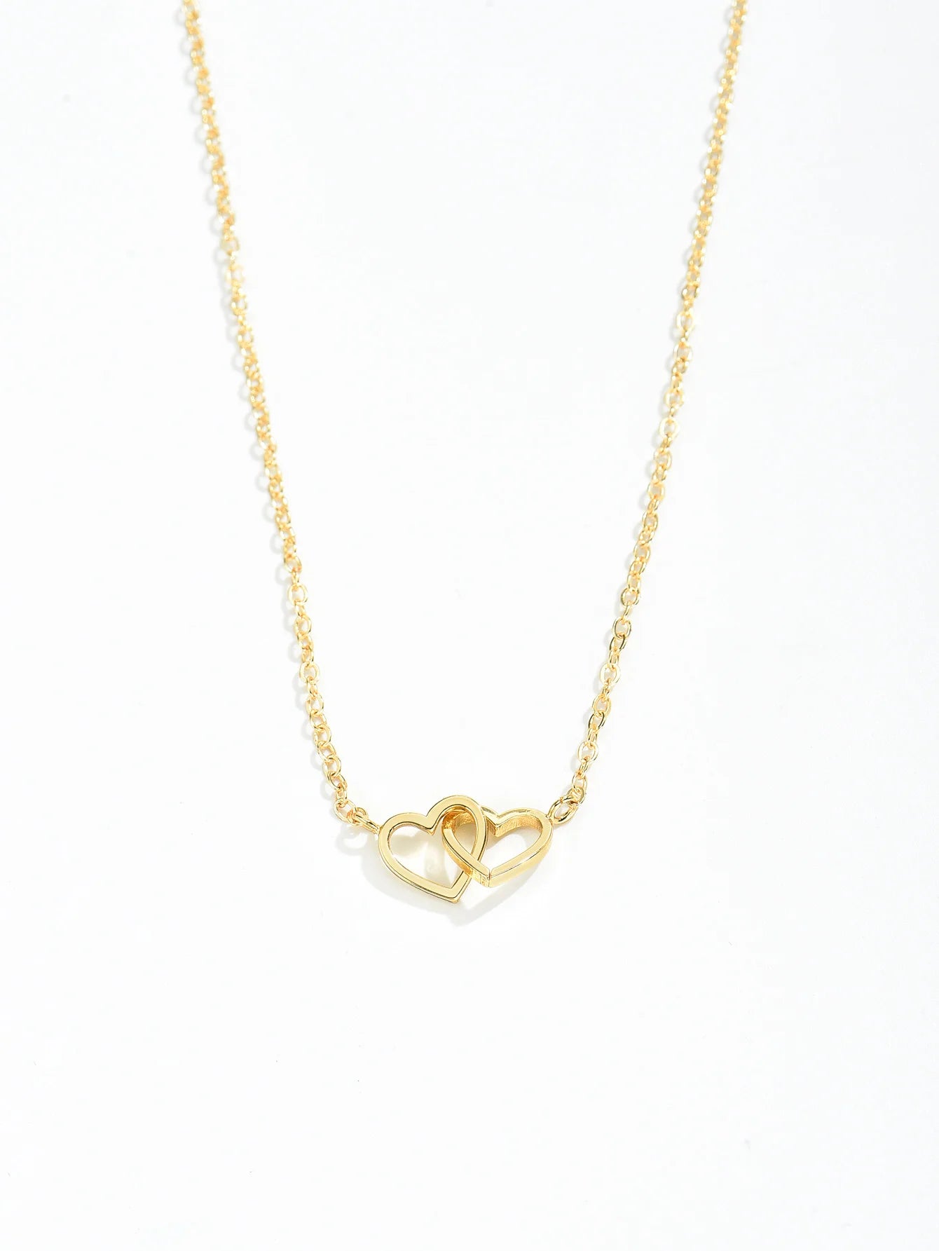 Collier chaîne en forme de cœur creux double pour femme, mignon et minuscule, à la mode